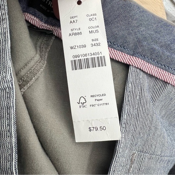 J.CREW Stretch 770 Straight Men's Casual Flat Front Chino Pants Size 34 X 32 - Picture 5 of 10